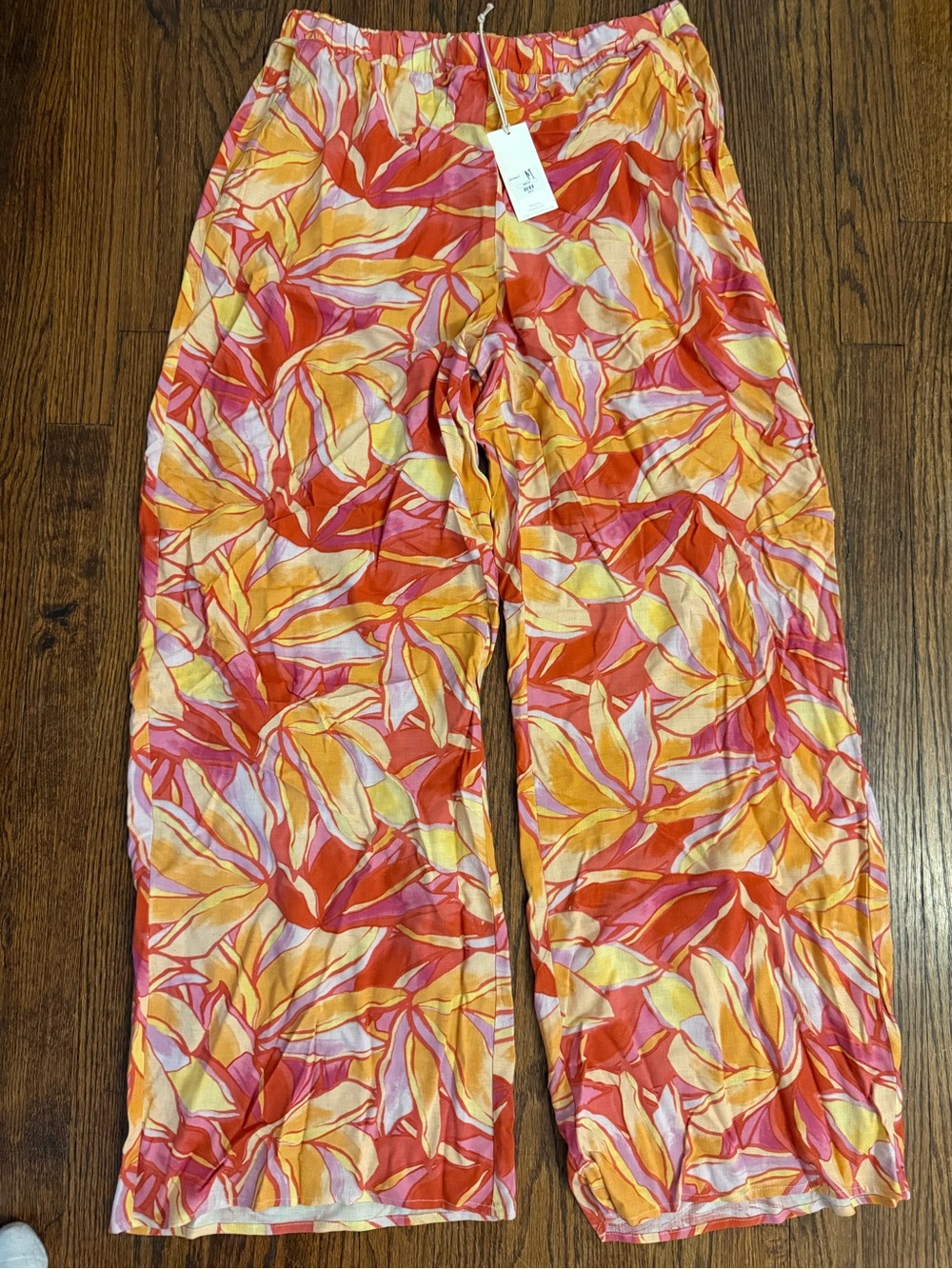 Z Supply Tropical Leaf Wide-Leg Pants in Red, Pink & Yellow